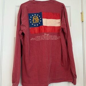 Comfort Colors Red Long Sleeve Tee with Georgia Flag Design